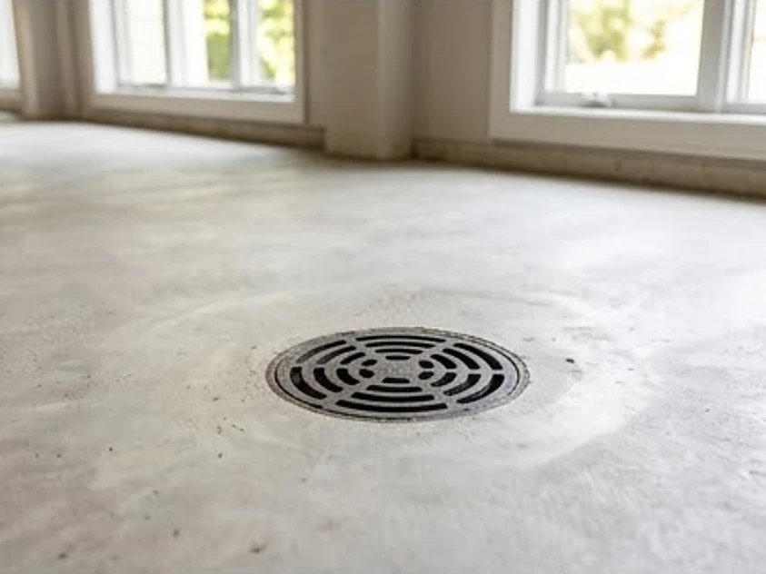 Basement floor drain, summer