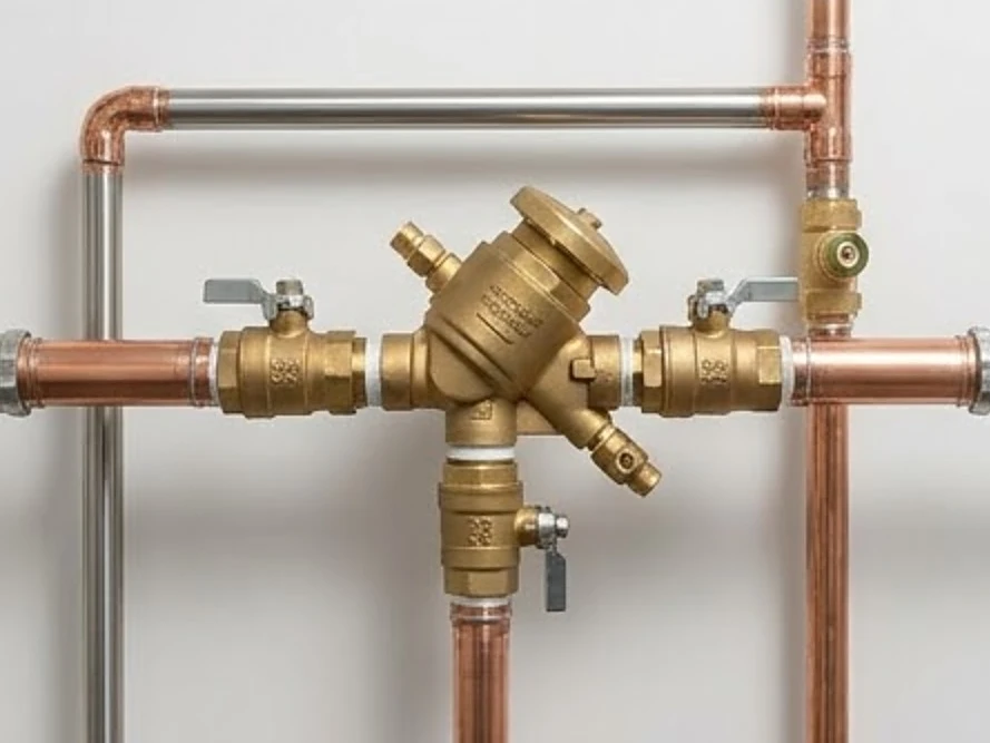 Backflow preventer assembly on a water main, newer