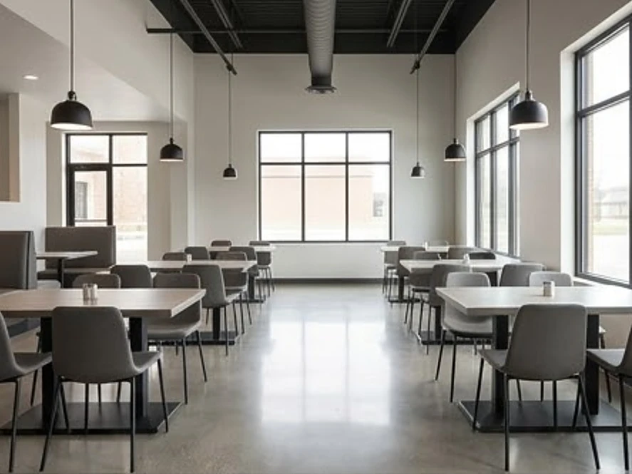 Empty restaurant dining room, modern