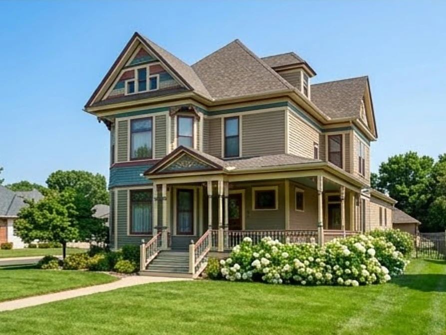 Victorian house converted to offices, summer
