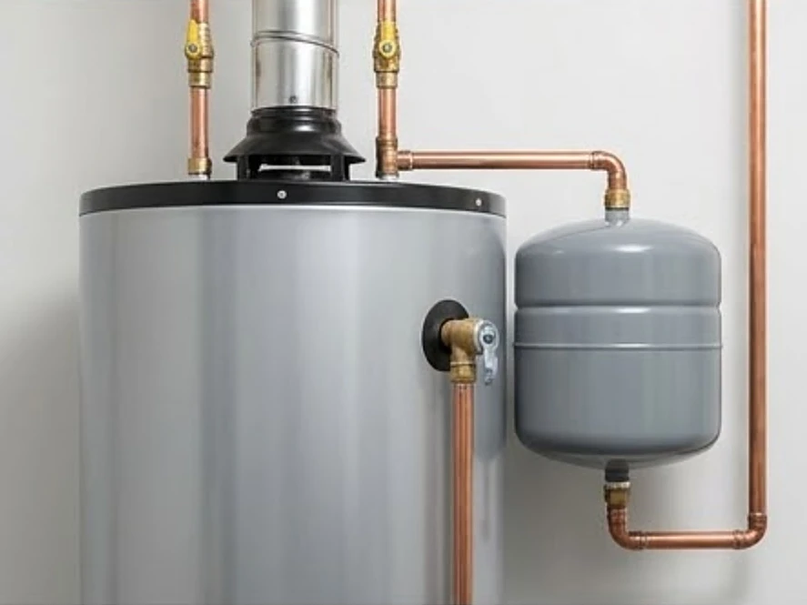 Commercial water heater with an expansion tank, newer