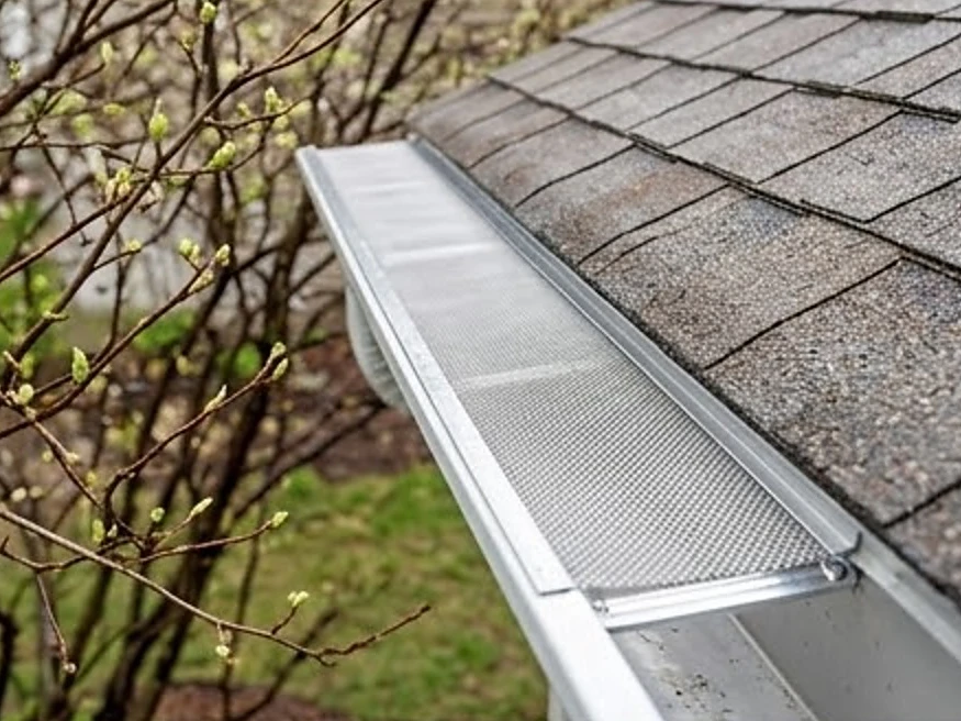 Clean window well with cover, spring