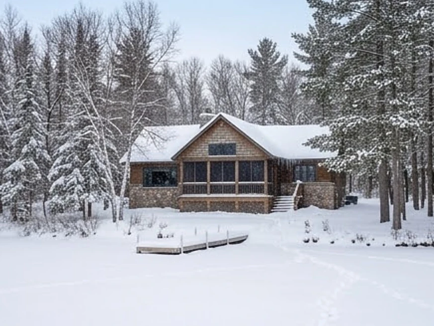 Minnesota lake cabin, winter