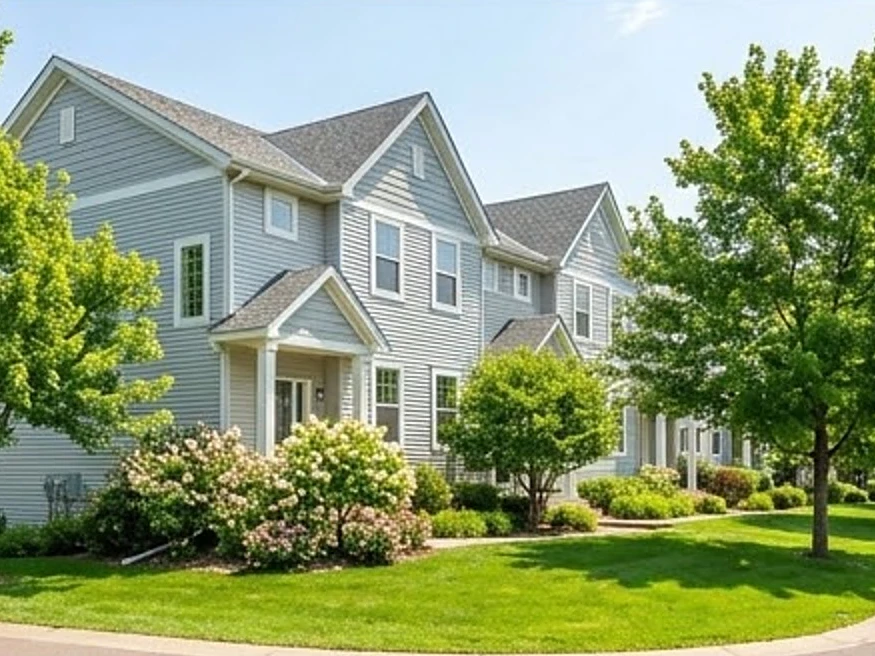 Townhome row, summer