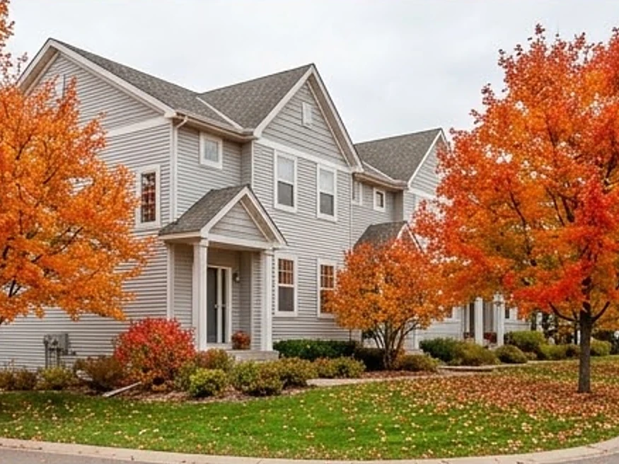 Townhome row, autumn