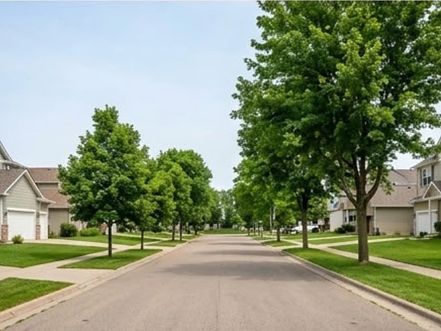 Rochester residential street, summer