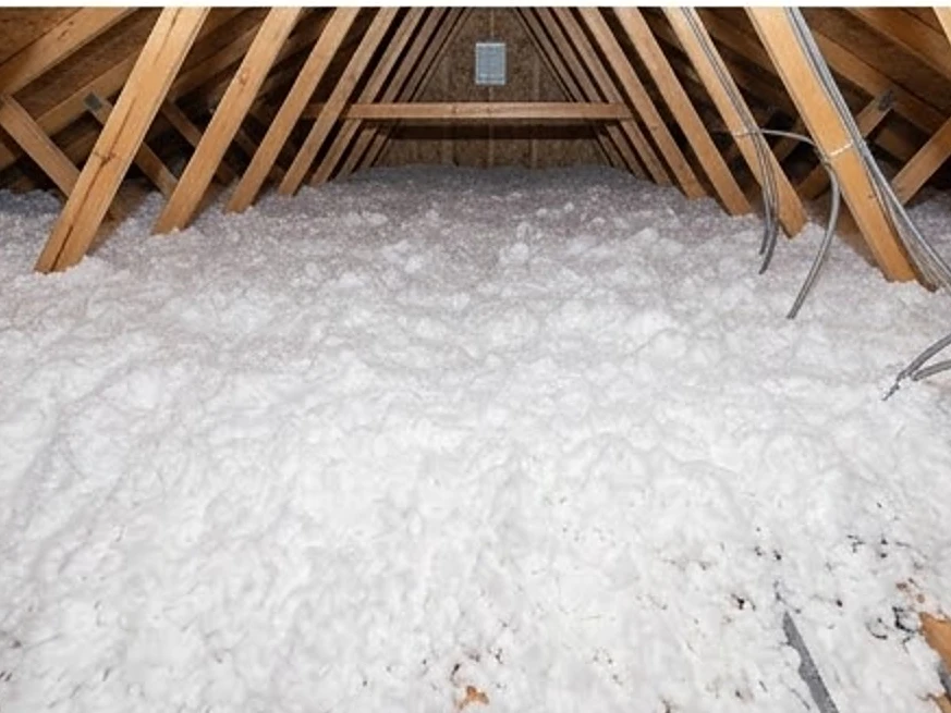 Attic insulation close-up, newer home