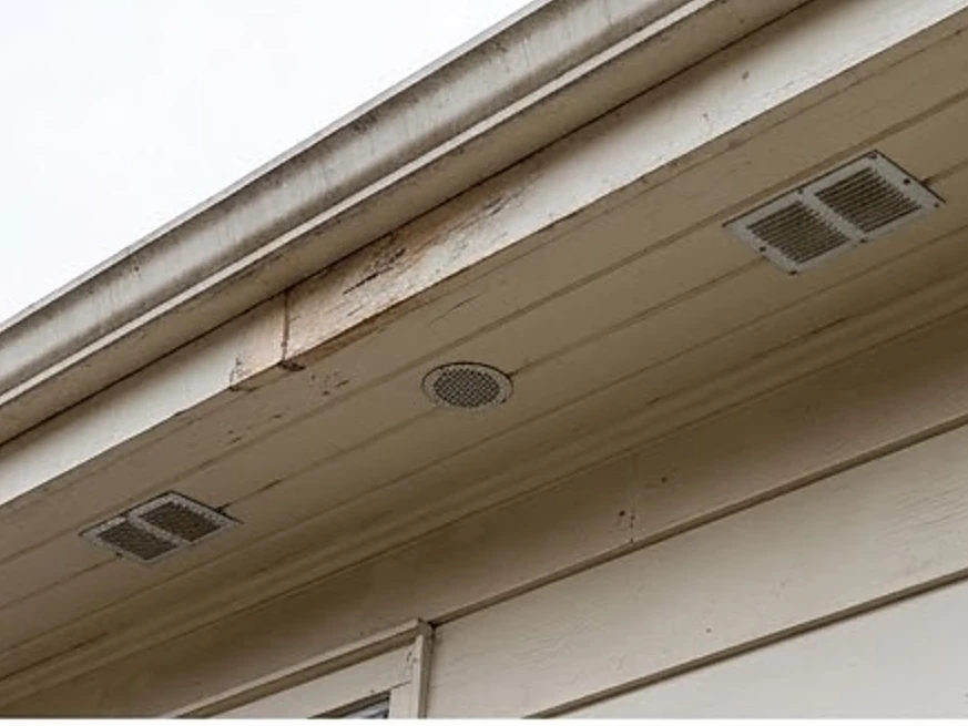 Soffit under the eaves, older home