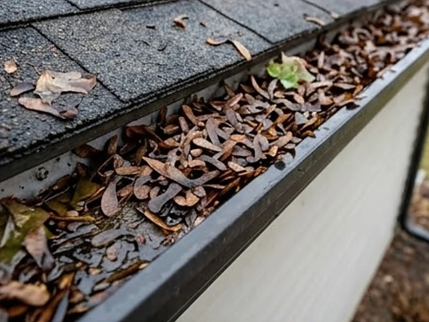 Spring gutters full of seeds, Minnesota