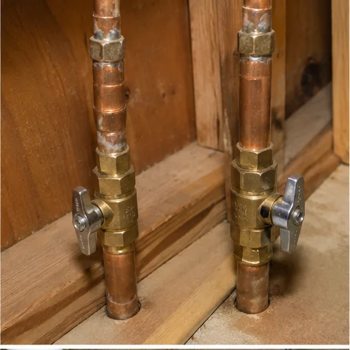 Gas water heater with TPR discharge pipe and gas shutoff — Plumbing Inspection in Minnesota