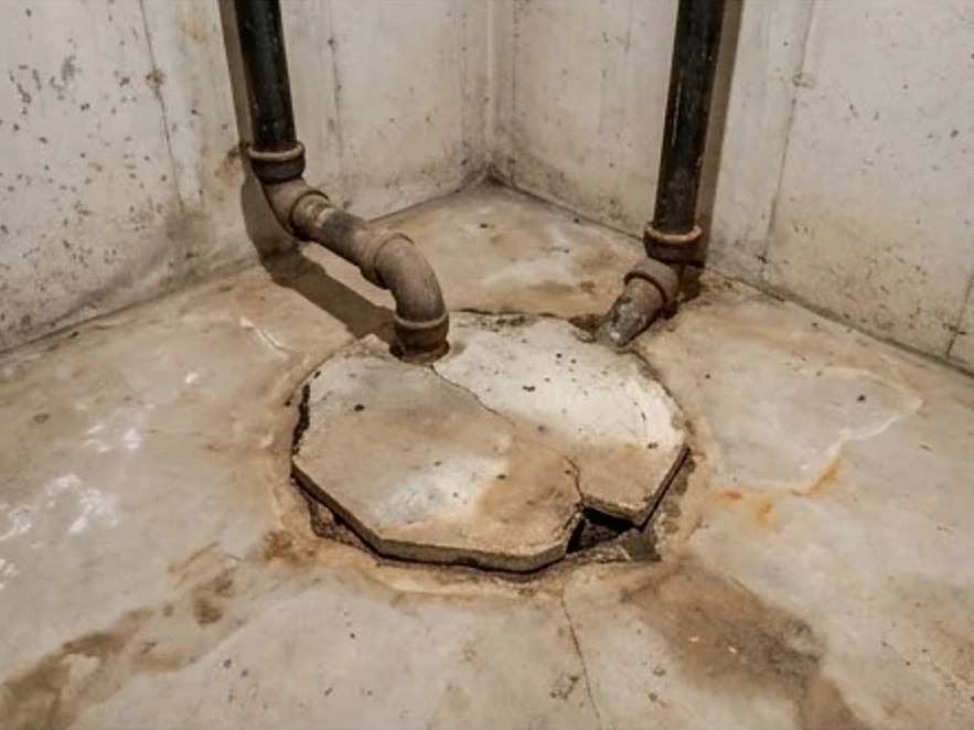 Sump pit with a sealed lid, older home