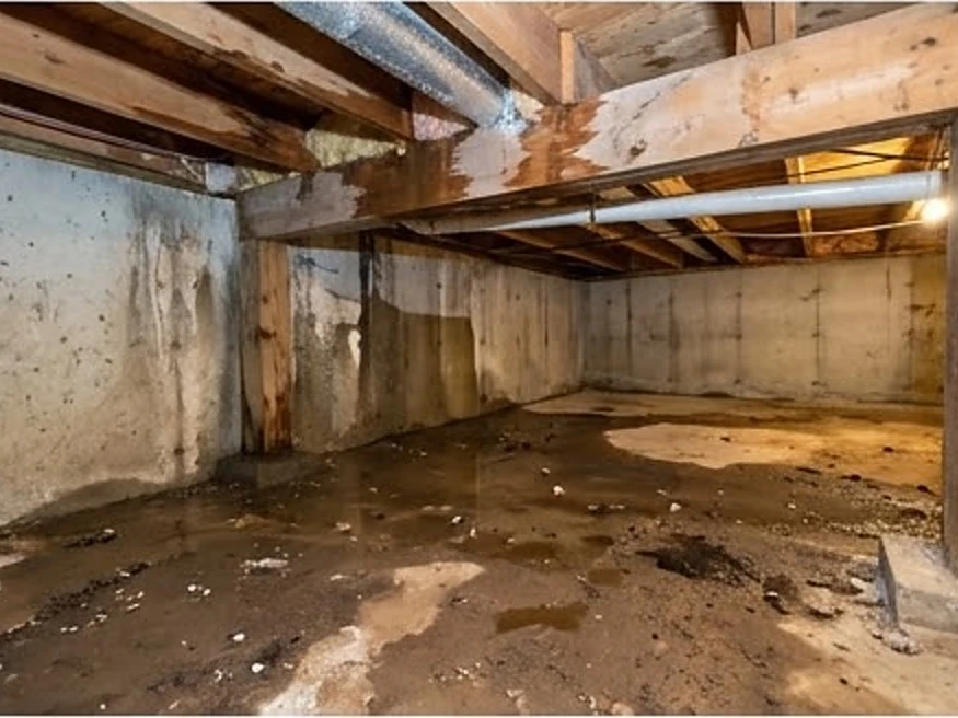 Damp crawlspace, spring: mold inspection in Mankato, MN