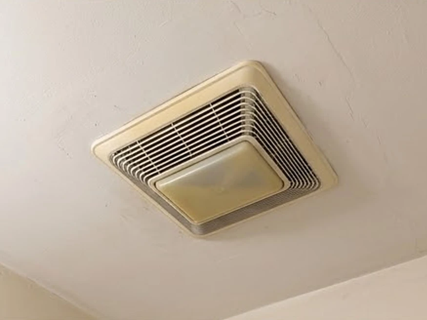 Bathroom exhaust fan in ceiling, older Minnesota home: residential inspection in Andover, MN