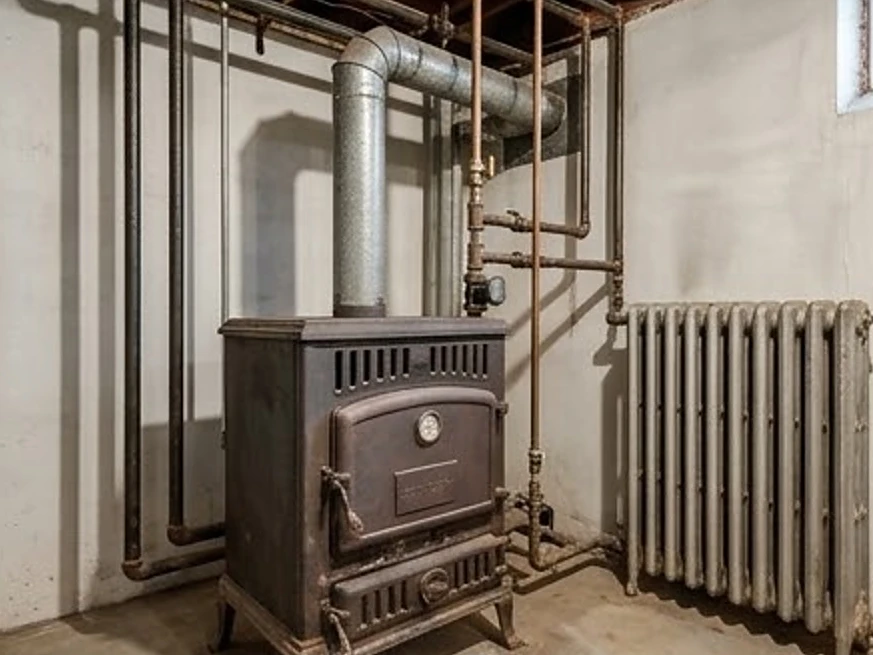 Boiler with radiator pipes, older home: hvac inspection in Edina, MN