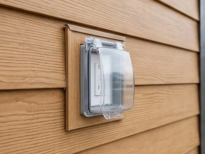 Outdoor covered outlet, modern home: electrical inspection in Cottage Grove, MN