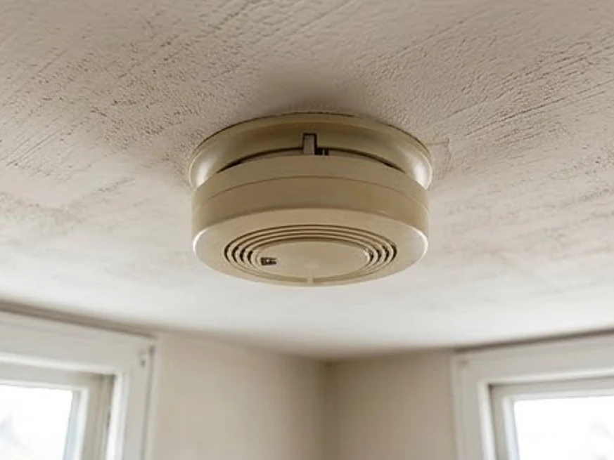 Smoke detector on a ceiling, older home: electrical inspection in Eagle Lake, MN