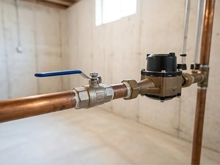 Ejector pit lid, newer basement: plumbing inspection in Eagan, MN