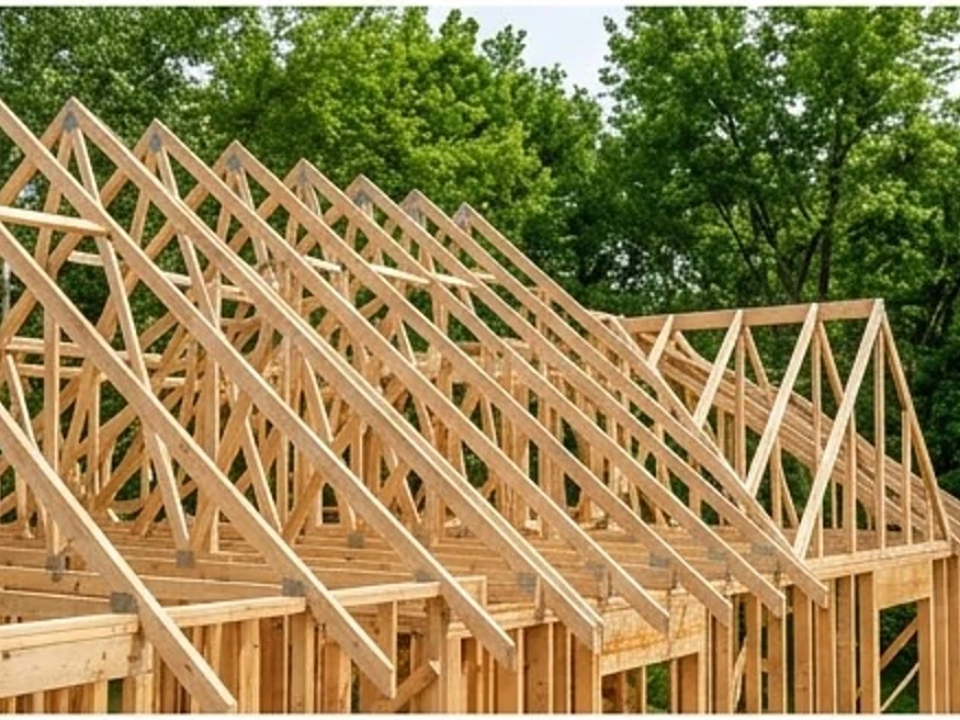 New roof trusses, summer: new construction inspection in Golden Valley, MN
