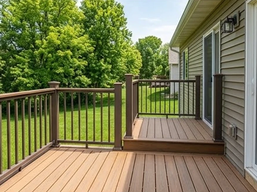 New deck connection, summer: 11-month warranty inspection in Bayport, MN