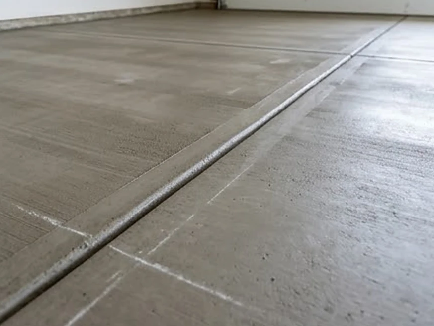 New garage floor control joint, spring: 11-month warranty inspection in Bayport, MN