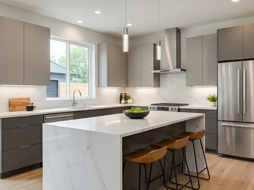 Staged kitchen, modern home: pre-listing inspection in Minnesota and Iowa