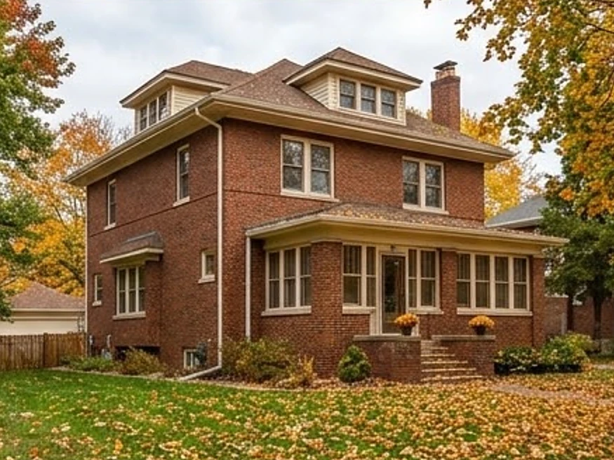 1900s brick foursquare, autumn: home inspection in Minneapolis, MN