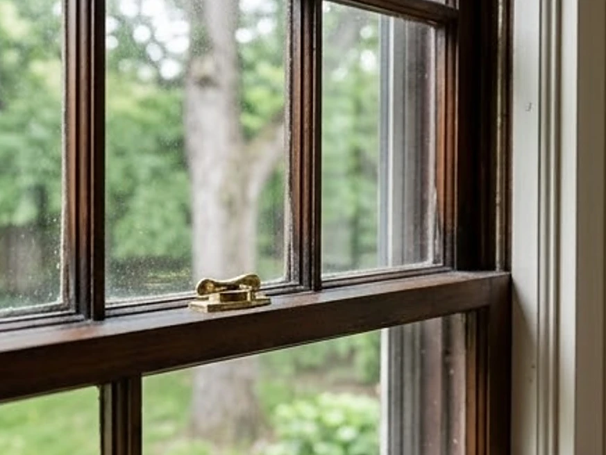 Original wood windows, close-up: older home inspection in Minnesota and Iowa