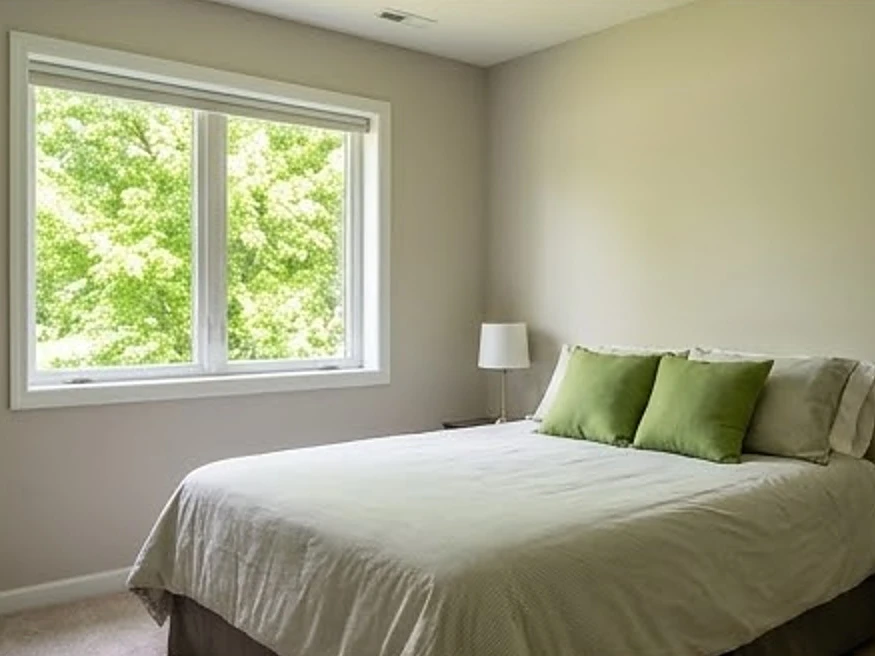Basement bedroom, summer: radon testing in Waterloo, IA