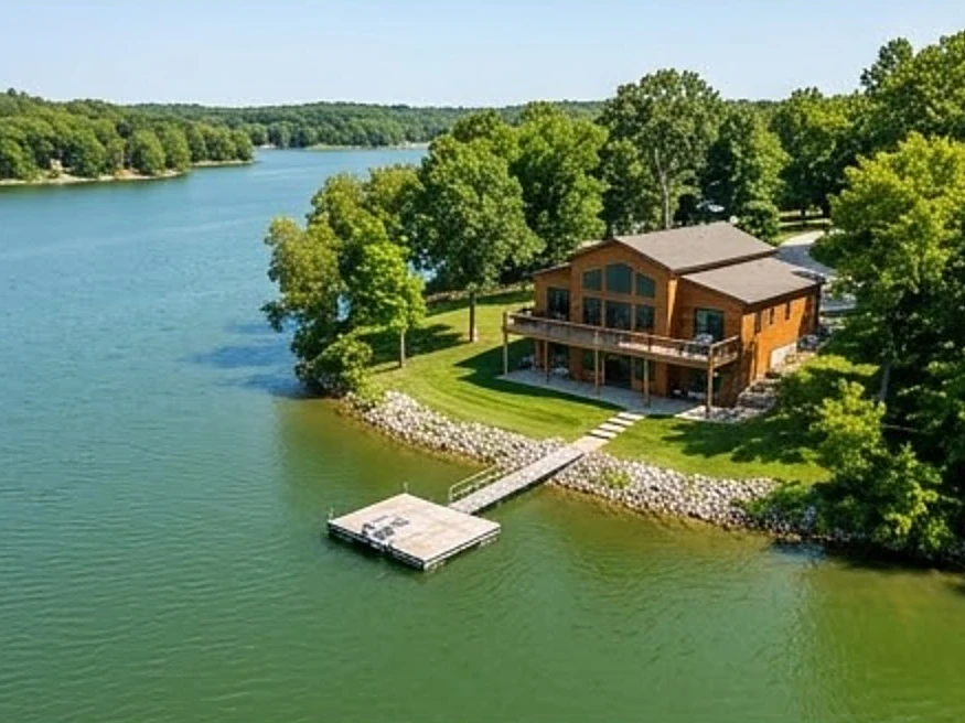 Iowa lake home on a reservoir, summer: residential inspection in Cresco, IA