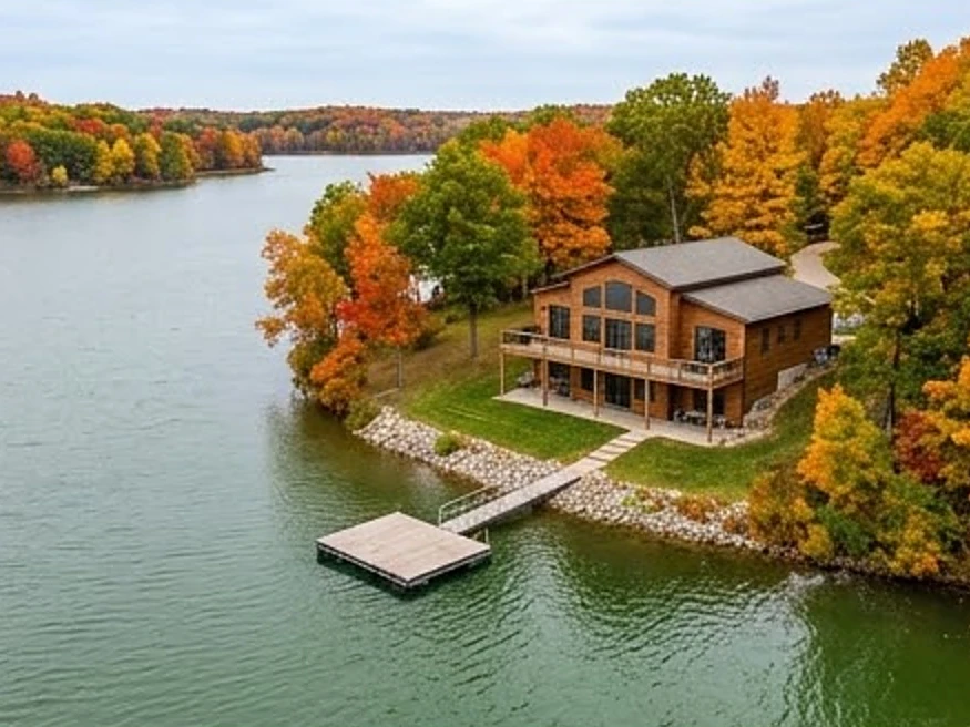 Iowa lake home on a reservoir, autumn: residential inspection in Marshalltown, IA