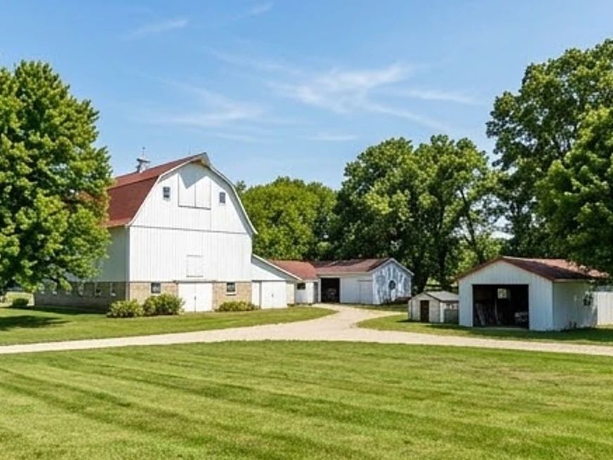 Iowa acreage with outbuildings, summer: residential inspection in Spencer, IA