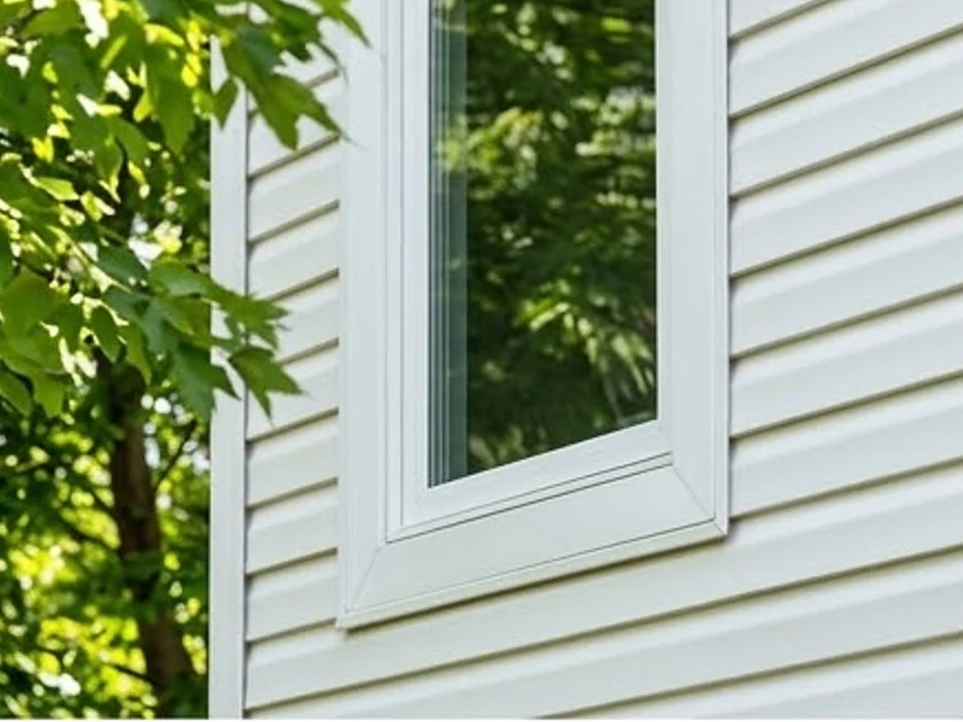 Window and siding detail, summer: home inspection in Cleveland, MN