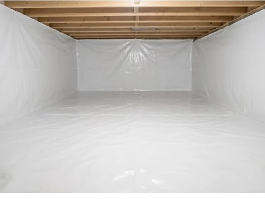 Crawlspace with plastic vapor barrier, newer: radon testing in Spirit Lake, IA
