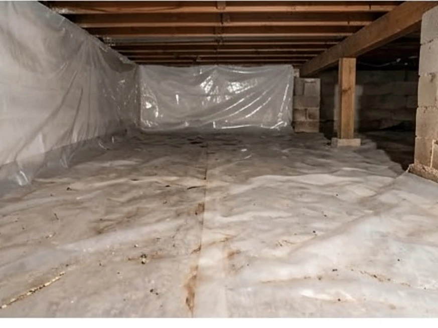 Crawlspace with plastic vapor barrier, older: radon testing in Decorah, IA