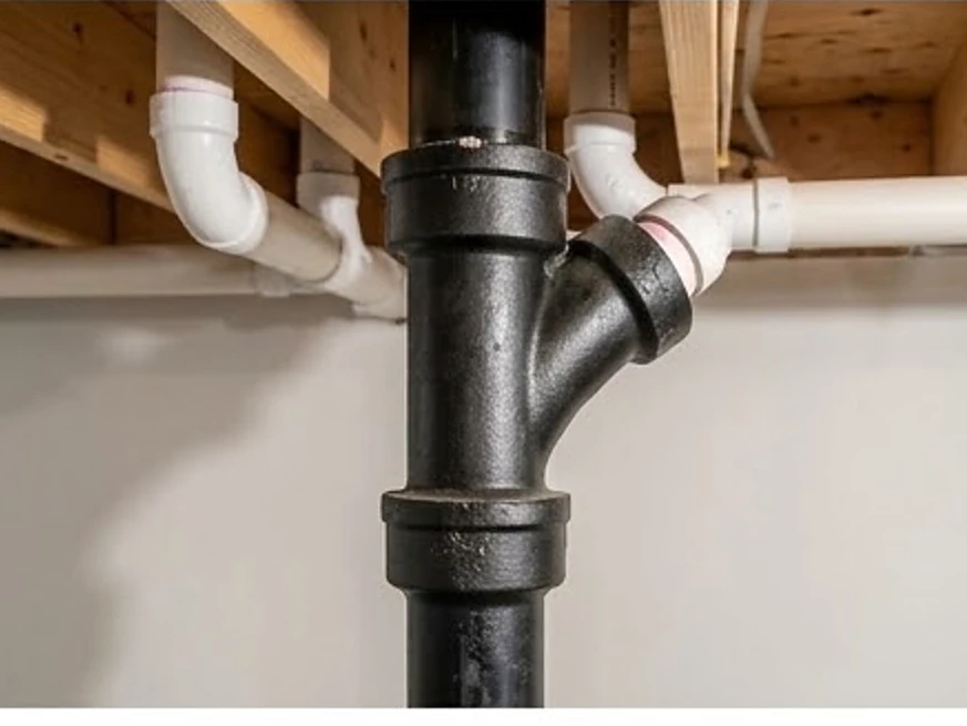 Cast iron drain stack, newer basement: sewer scope inspection in Willmar, MN