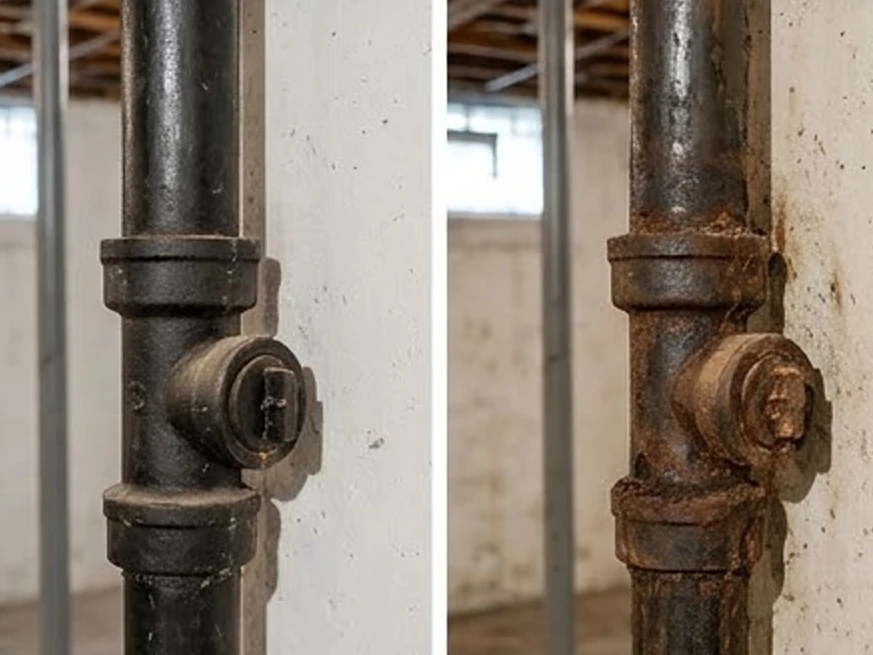 Cast iron stack with cleanout, older: sewer scope inspection in Rosemount, MN