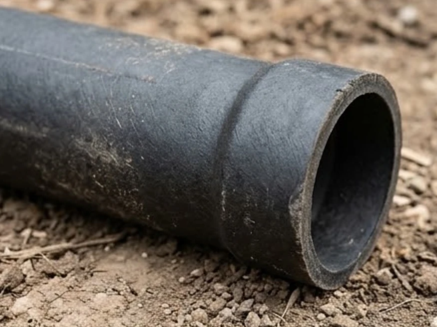Orangeburg pipe section, close-up: sewer scope inspection in Minnesota and Iowa