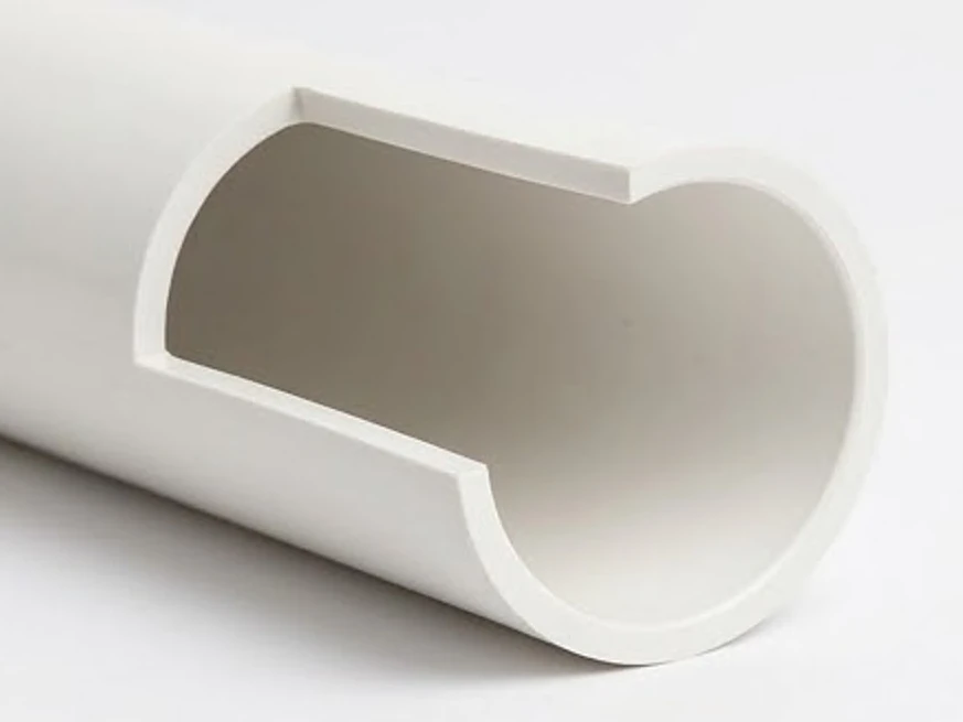 PVC pipe section, cut-away view: sewer scope inspection in Pine Island, MN