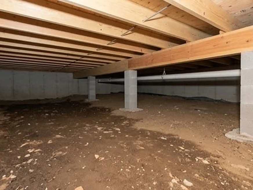 Crawlspace with damp soil and no vapor barrier, cleaner newer: mold inspection in Columbia Heights, MN