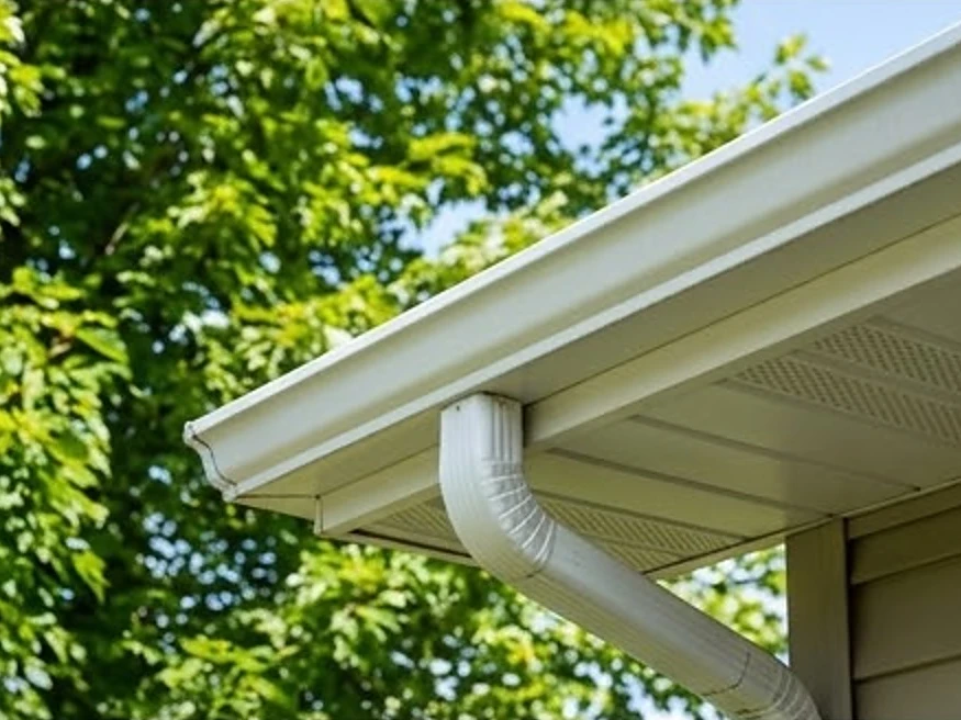 Gutter and downspout, summer: residential inspection in St. Peter, MN