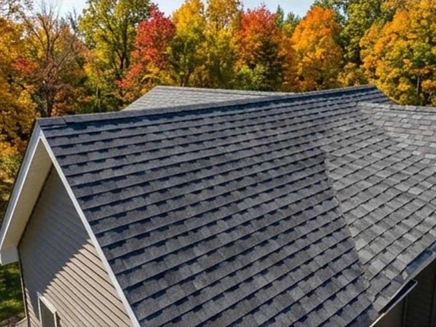 New architectural shingle roof, autumn: roof inspection in Duluth, MN