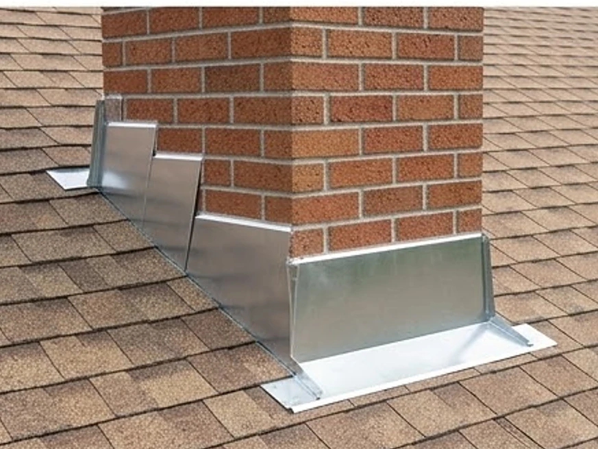 Chimney with new flashing, newer roof: roof inspection in Eagan, MN