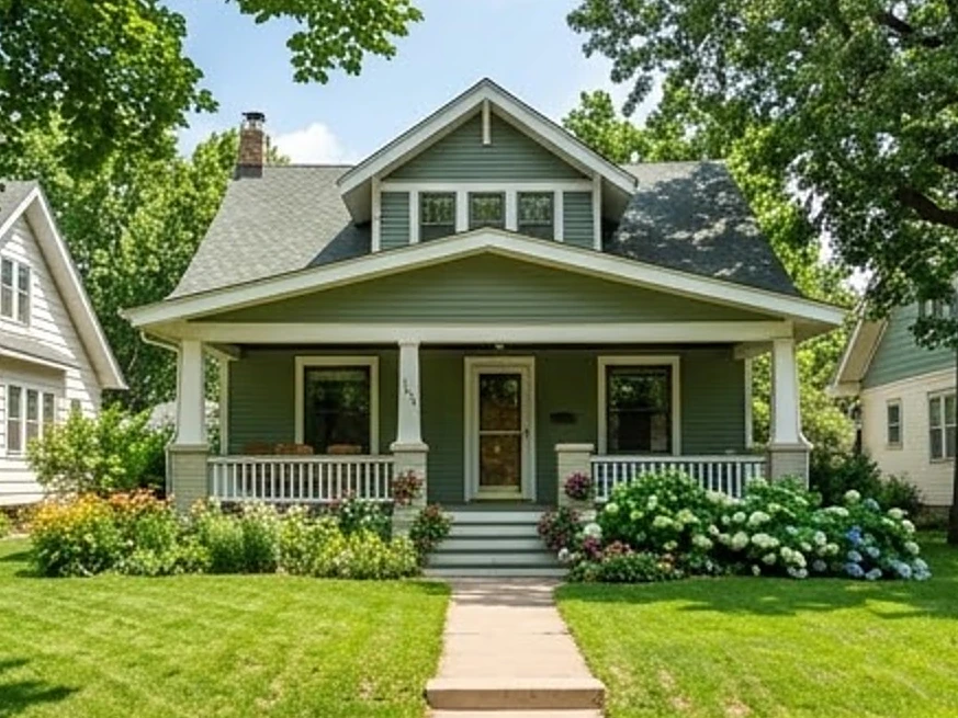 1920s bungalow front, summer: sewer scope inspection in Spring Lake Park, MN
