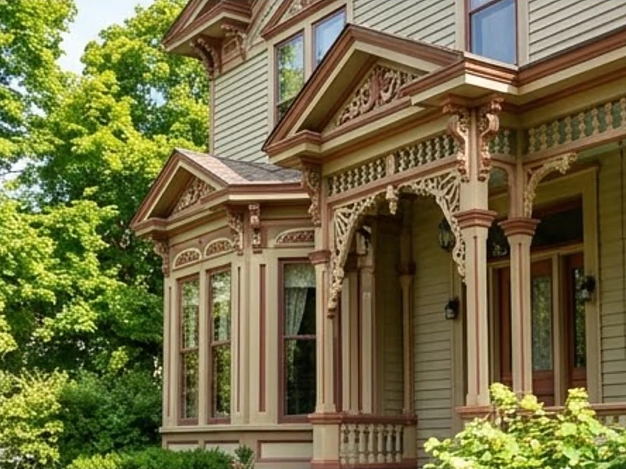 Victorian house with original trim, summer